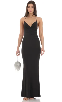 LUCY IN THE SKY Maxi Dresses^Halter Open Back Butterfly Maxi Dress In Black