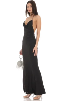 LUCY IN THE SKY Maxi Dresses^Halter Open Back Butterfly Maxi Dress In Black