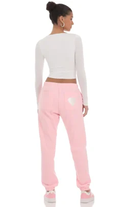 LUCY IN THE SKY Loungewear|Pants^Heart Cinched Sweatpants In Pink