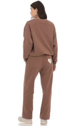 LUCY IN THE SKY Loungewear|Pants^Heart Pocket Sweatpants In Brown