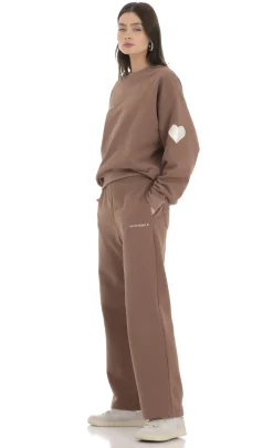 LUCY IN THE SKY Loungewear|Pants^Heart Pocket Sweatpants In Brown