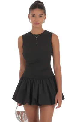 LUCY IN THE SKY Mini Dresses^High Neck Bubble Dress In Black