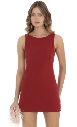 LUCY IN THE SKY Mini Dresses^High Neck Open Back Dress In Red