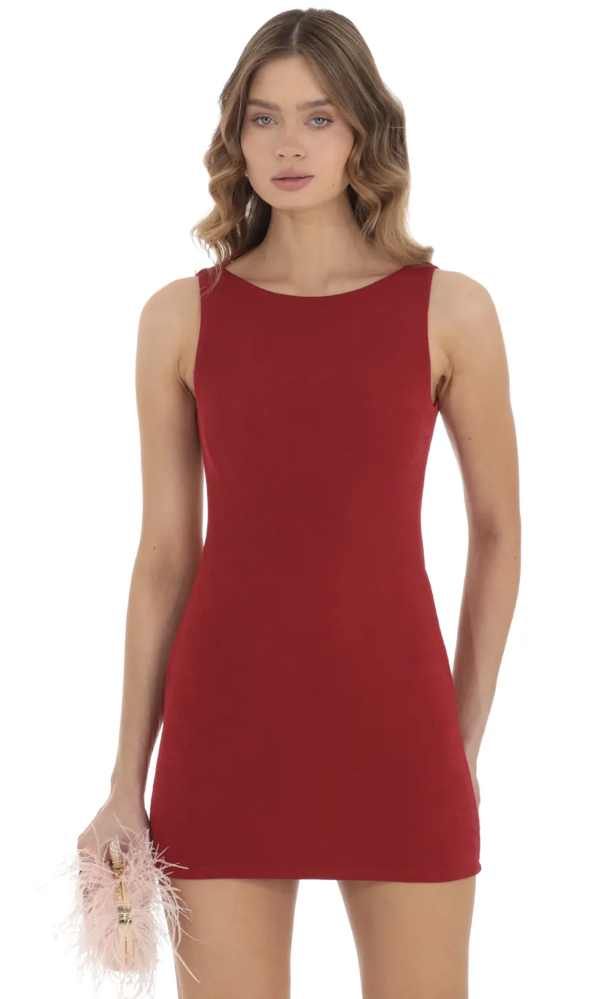 LUCY IN THE SKY Mini Dresses^High Neck Open Back Dress In Red