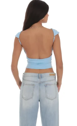LUCY IN THE SKY Tops^High Neck Open Back Top In Light Blue