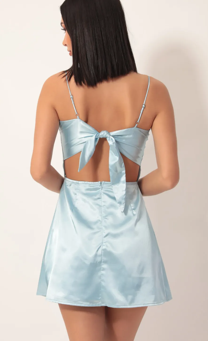 LUCY IN THE SKY Mini Dresses^High Slit Satin Dress In Light Blue
