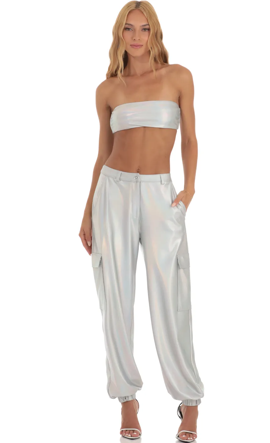 LUCY IN THE SKY Two-Piece Sets|Pants^Holographic Pants In Silver