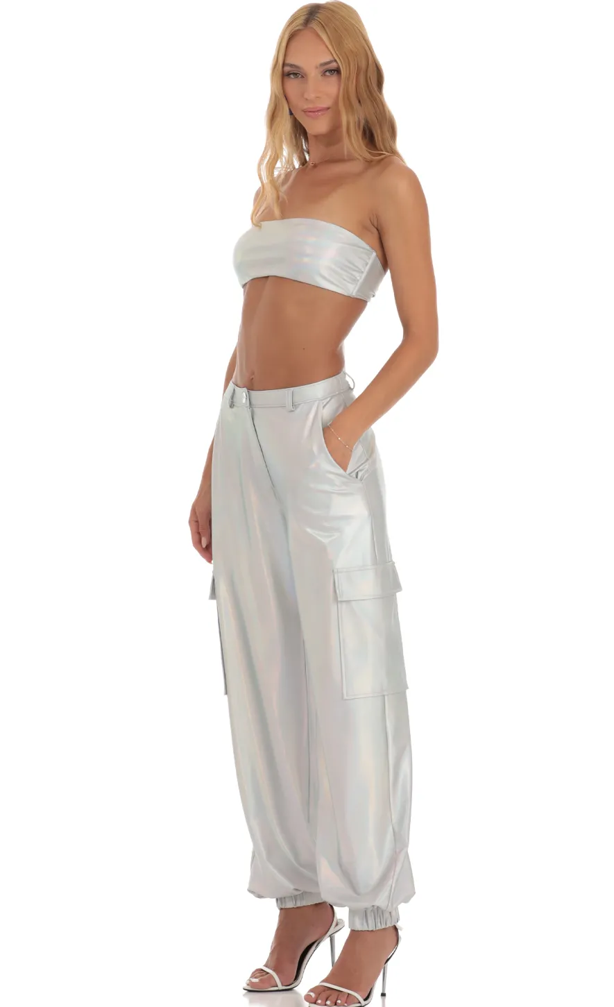 LUCY IN THE SKY Two-Piece Sets|Pants^Holographic Pants In Silver