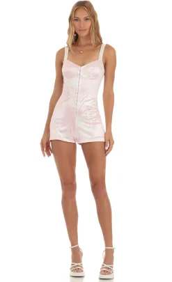 LUCY IN THE SKY Rompers^Hook And Eye Romper In Pink Swirl
