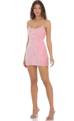 LUCY IN THE SKY Mini Dresses^Iridescent Sequin Bodycon Dress In Pink