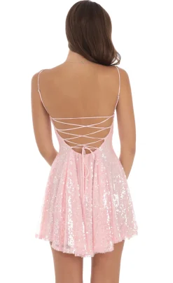 LUCY IN THE SKY Mini Dresses^Iridescent Sequin Fit And Flare Dress In Pink