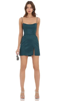 LUCY IN THE SKY Mini Dresses^Jacquard Corset Dress In Teal