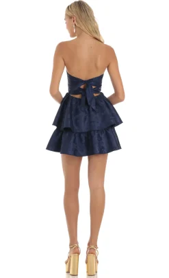 LUCY IN THE SKY Mini Dresses^Jacquard Corset Mini Dress In Navy