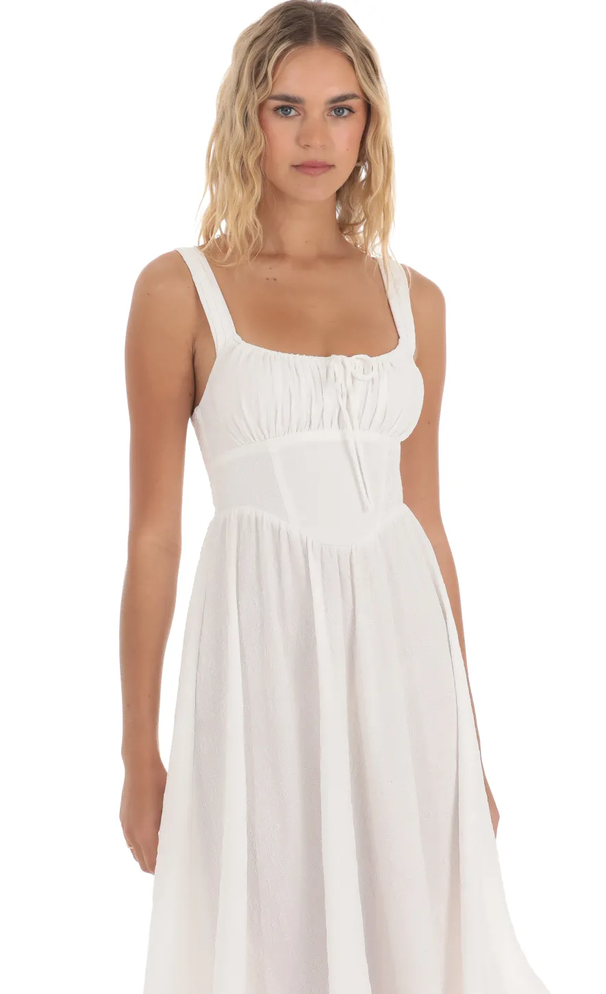LUCY IN THE SKY Midi Dresses^Jacquard Flare Midi Dress In White