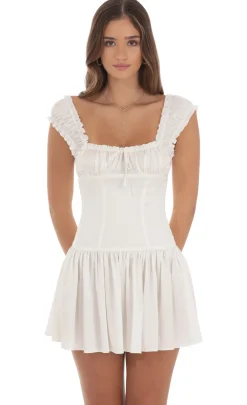 LUCY IN THE SKY Mini Dresses^Jacquard Ruched Strap Dress In White