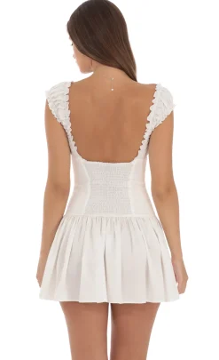 LUCY IN THE SKY Mini Dresses^Jacquard Ruched Strap Dress In White