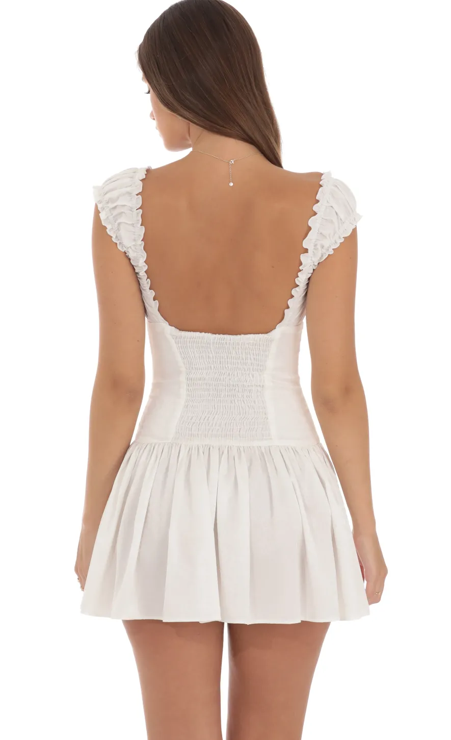 LUCY IN THE SKY Mini Dresses^Jacquard Ruched Strap Dress In White