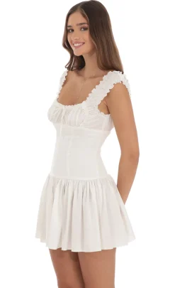 LUCY IN THE SKY Mini Dresses^Jacquard Ruched Strap Dress In White