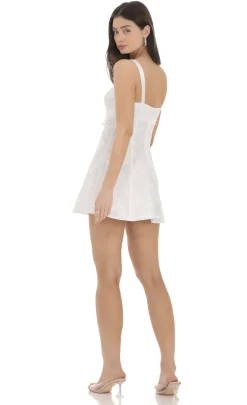 LUCY IN THE SKY Mini Dresses^Jacquard Satin Ribbon Dress In White