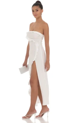 LUCY IN THE SKY Maxi Dresses^Jacquard Strapless Maxi Dress In White