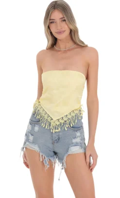 LUCY IN THE SKY Tops^Jacquard Tassel Bandana Top In Yellow