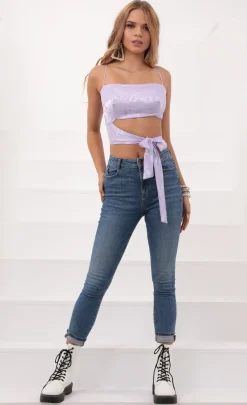 LUCY IN THE SKY Tops^Jacquard Wrap Top In Lavender