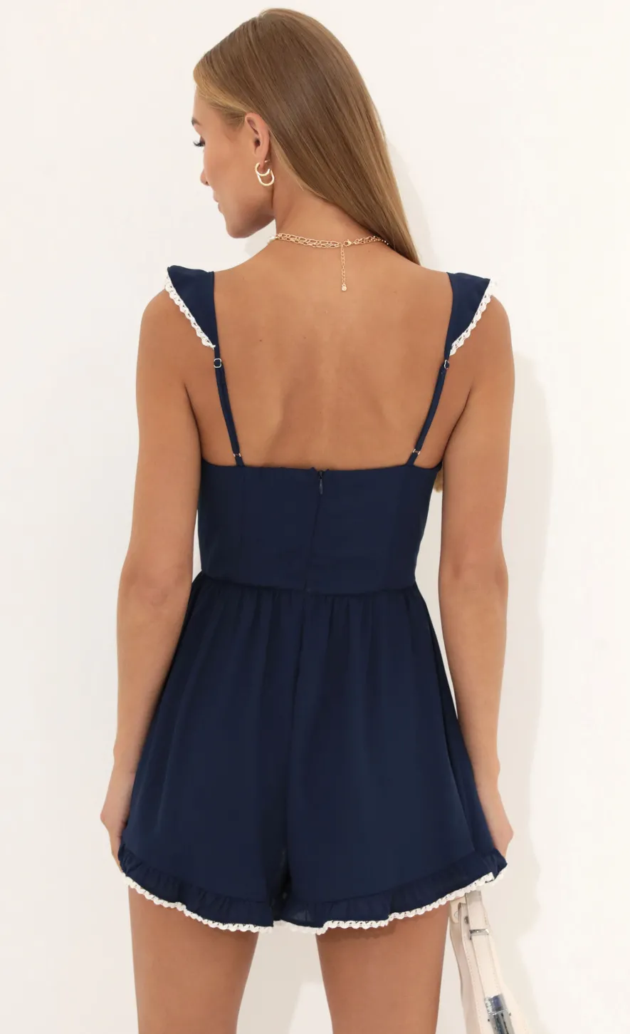 LUCY IN THE SKY Rompers|Mini Dresses^Jane Wooldoby Ruffle Romper In Navy