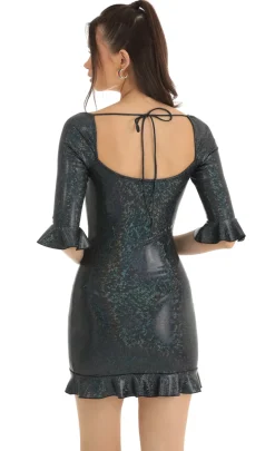 LUCY IN THE SKY Mini Dresses^Jovi Holographic Bodycon Dress In Black Multi