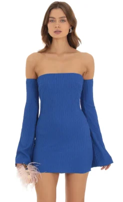 LUCY IN THE SKY Mini Dresses^Knit Bell Sleeve Dress In Blue