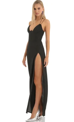 LUCY IN THE SKY Maxi Dresses^Knit Corset Maxi Dress In Black