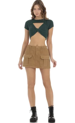 LUCY IN THE SKY Tops^Knit Cutout Top In Green