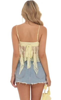 LUCY IN THE SKY Tops^Lace Babydoll Top In Yellow