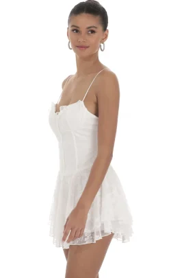 LUCY IN THE SKY Mini Dresses^Lace Floral A-Line Dress In White