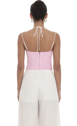 LUCY IN THE SKY Tops^Lace Halter Top In Pink
