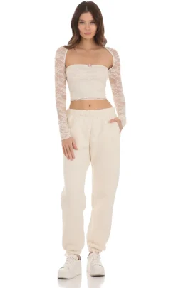 LUCY IN THE SKY Tops^Lace Long Sleeve Top In Cream