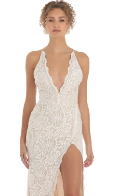 LUCY IN THE SKY Maxi Dresses^Lace Maxi Dress In White
