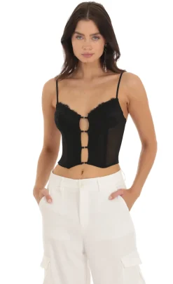 LUCY IN THE SKY Tops^Lace Mesh Bralette Top In Black