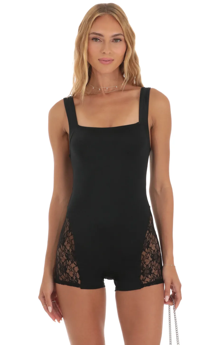LUCY IN THE SKY Rompers^Lace Romper In Black