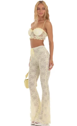 LUCY IN THE SKY Two-Piece Sets|Pants^Lace Three Piece Set In Yellow
