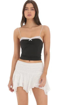 LUCY IN THE SKY Tops^Lace Trim Crop Top In Black