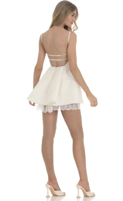 LUCY IN THE SKY Mini Dresses^Lace Trim Fit And Flare Dress In Ivory