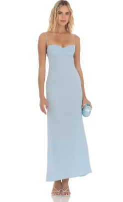 LUCY IN THE SKY Maxi Dresses^Lace Trim Maxi Dress In Light Blue