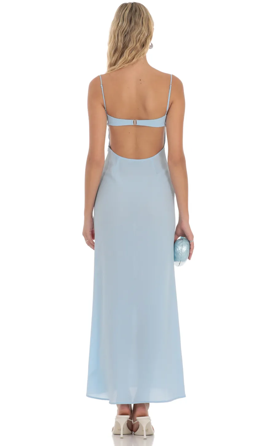 LUCY IN THE SKY Maxi Dresses^Lace Trim Maxi Dress In Light Blue