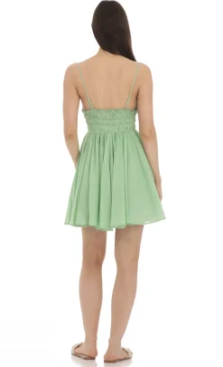 LUCY IN THE SKY Mini Dresses^Lace Trim V-Neck Dress In Green