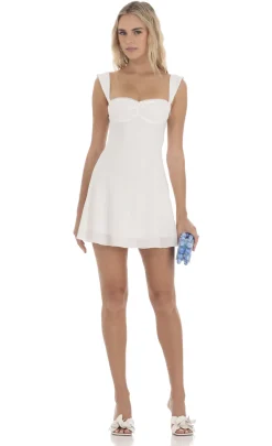 LUCY IN THE SKY Mini Dresses^Lace Trim Wide Strap Dress In White
