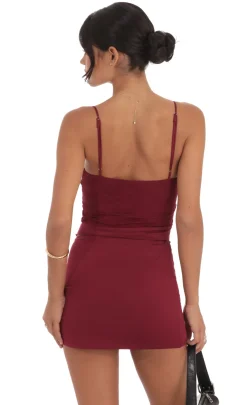 LUCY IN THE SKY Two-Piece Sets|Tops^Lace Twist Two Piece Set In Burgundy