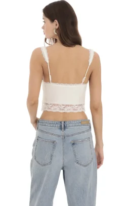LUCY IN THE SKY Tops^Lace Vest Top In Cream