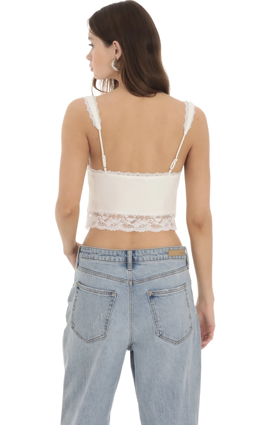 LUCY IN THE SKY Tops^Lace Vest Top In Cream