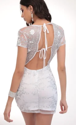 LUCY IN THE SKY Mini Dresses^Lani Sequin Plunge Lace Dress In White