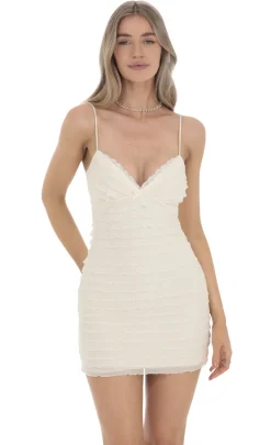 LUCY IN THE SKY Mini Dresses^Layered Ruffle V-Neck Dress In Cream